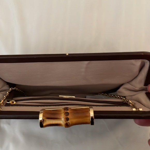 NEW Ann Taylor brown leather purse with gold chain. - Picture 4 of 12